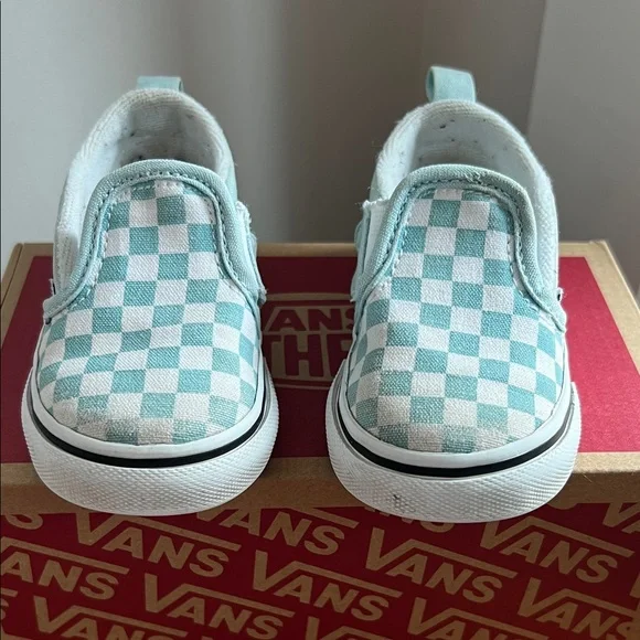 Vans Kids Classic SlipOn Blue Checker board - Picture 4 of 14